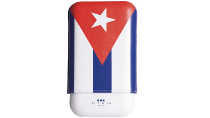 Elie Bleu - Cuban Flag Δερμάτινη Θήκη για 3 πούρα – Ring 64