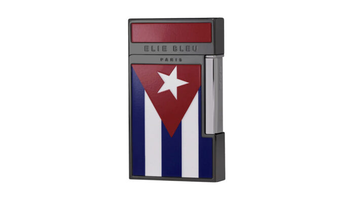 Elie Blue – Diamond Cuban Flag Black IP Rhodium Αναπτήρας