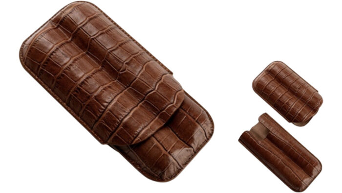 Angelo - Croco Καφέ Θήκη για 2 πούρα – Ring 75 (812210)